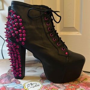 Jeffrey Campbell Spiked Lita Platform 9 Black/Pink Rare Color!